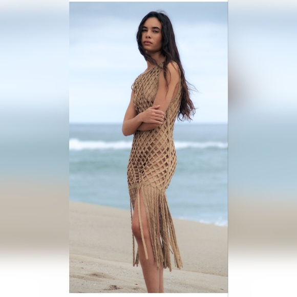 Zara Mesh Dress With Fringe - Picture 5 of 13